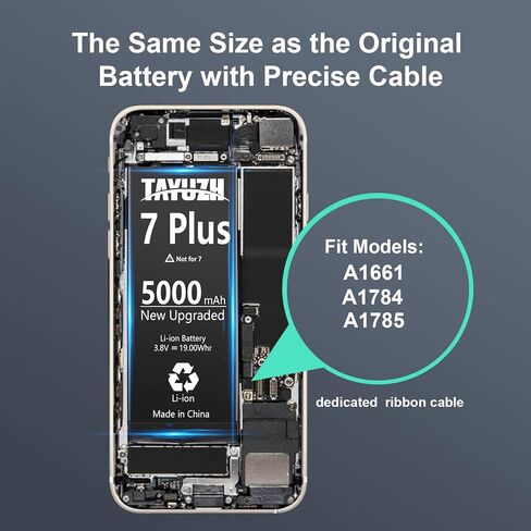 TAYUZH [5000 mAh] Battery for iPhone 7 Plus Upgraded High Capacity Replacement Battery New 0 Cycle Li-ion Battery for 7 Plus A1661 A1784 A1785 with Repair Tool Kit and Instruction in Kuwait