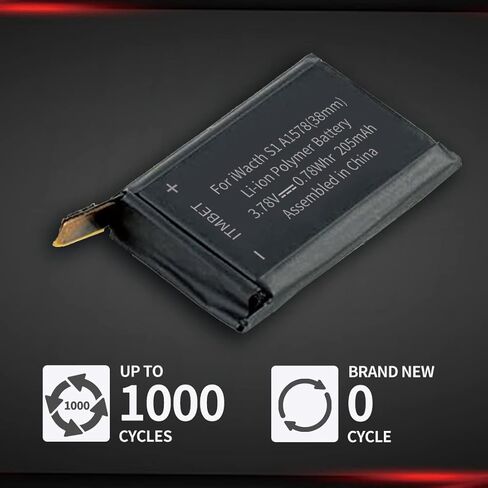بطارية لساعة Apple Watch Series 1 مقاس 38 مم، بطارية بديلة للسلسلة 1 A1578، A1802، (الجيل الأول) A1553 مع طقم إصلاح، مسامير احتياطية يدوية ومواد لاصقة للغطاء الخلفي in Kuwait