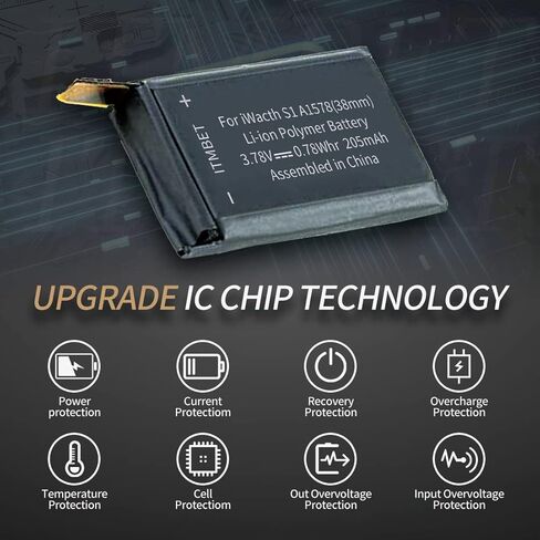 بطارية لساعة Apple Watch Series 1 مقاس 38 مم، بطارية بديلة للسلسلة 1 A1578، A1802، (الجيل الأول) A1553 مع طقم إصلاح، مسامير احتياطية يدوية ومواد لاصقة للغطاء الخلفي in Kuwait
