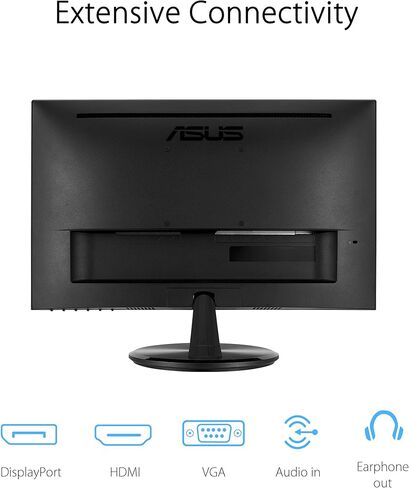 شاشة ASUS VP229Q مقاس 21.5 بوصة، بدقة 1080 بكسل كاملة الوضوح، و75 هرتز، وIPS، ومزامنة مجانية/مزامنة تكيفية، والعناية بالعين، ومنفذ HDMI DisplayPort VGA، بدون إطار، وقابل للتثبيت على الحائط وفقًا لمعايير VESA باللون الأسود in Saudi Arabia