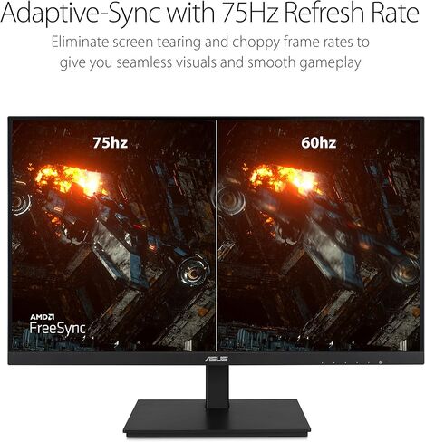 شاشة ASUS 23.8 بوصة 1080 بكسل (VA24DQSB) - دقة عالية كاملة، IPS، 75 هرتز، مكبرات صوت متزامنة، ضوء أزرق منخفض وميض خالٍ من الوميض، بدون إطار قابل للتركيب، منفذ HDMI DisplayPort، VGA، محور USB قابل للتعديل، أسود، 12.8 بوصة × 21.3 بوصة × 2.1 " in Kuwait