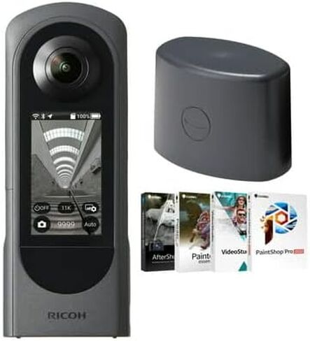 Ricoh Theta X 360-Degree Camera Bundle | Lens Cap for X, Art Software Suite, (3 items) in Saudi Arabia