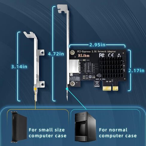 محول شبكة 2.5GBase-T بمنفذ PCIe وبطاقة ايثرنت 2.5GB RLihm 2.5gb ومنفذ شبكة LAN RJ45 و2500/1000/100 ميجابت لكل ثانية ومنفذ واحد للالعاب والمكتب يدعم ويندوز/لينكس مع شريحة تعريف I225-V in Kuwait