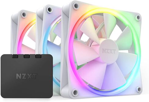 NZXT F120 RGB Fans - RF-R12TF-W1 - Advanced RGB Lighting Customization - Whisper Quiet Cooling - Triple (RGB Fan & Controller Included) - 120mm Fan - White in Kuwait
