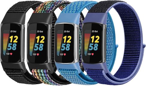 متوافق مع Fitbit Charge 6 Bands/Fitbit Charge 5 Bands للنساء والرجال، أساور معصم بديلة ناعمة قابلة للتنفس من النايلون الفيلكرو لـ Fitbit Charge 5/Fitbit Charge 6 in Kuwait