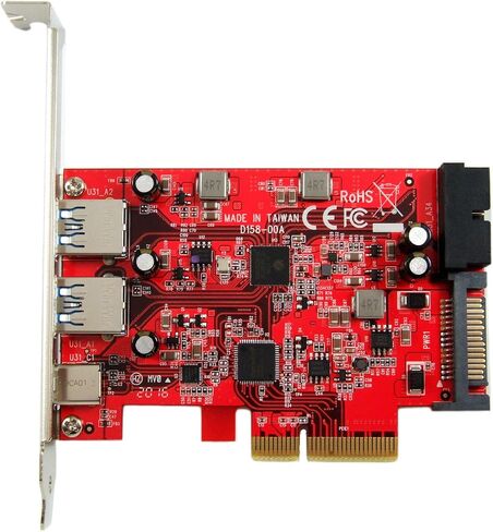 Ableconn PEX-UB158 USB 3.1 5-Port PCIe 3.0 Card (1x USB-C & 2X USB-A & 1x 2-Port USB رأس داخلي) - USB 3.1 PCIe Gen3 x4 Lane Adapter Card (ASMedia ASM3142 Controller) in Kuwait