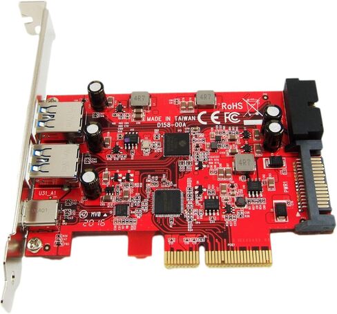 Ableconn PEX-UB158 USB 3.1 5-Port PCIe 3.0 Card (1x USB-C & 2X USB-A & 1x 2-Port USB رأس داخلي) - USB 3.1 PCIe Gen3 x4 Lane Adapter Card (ASMedia ASM3142 Controller) in Kuwait