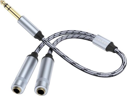 JOLGOO 1/4 Splitter Adapter Cable 12 inches, 6.35mm Stereo Plug Male to Dual 6.35mm Jack Female Y Splitter Cable, 30cm / 12 inches in Kuwait