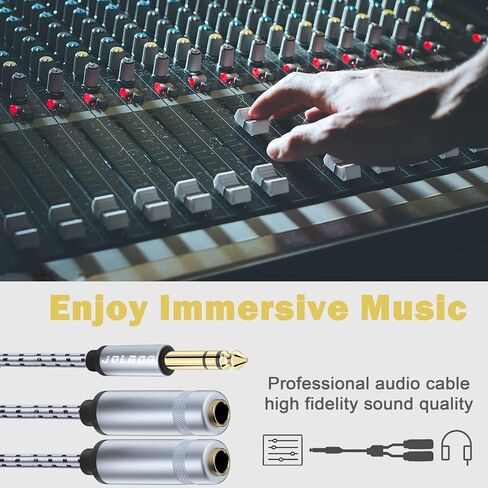 JOLGOO 1/4 Splitter Adapter Cable 12 inches, 6.35mm Stereo Plug Male to Dual 6.35mm Jack Female Y Splitter Cable, 30cm / 12 inches in Kuwait
