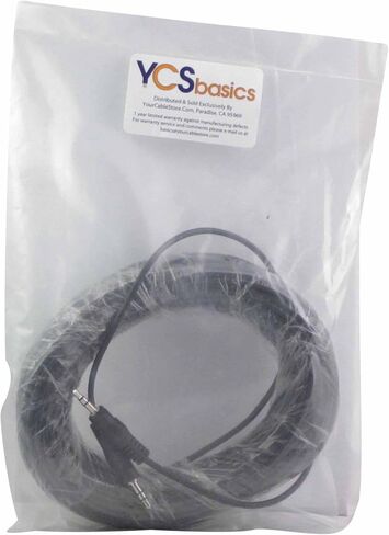 YCS basics 50 Foot 3.5mm Male to Male Stereo Audio Cable Headphone/Phone / MP3 Cable- for Your Car AUX Port, Smartphone, Tablet in Kuwait
