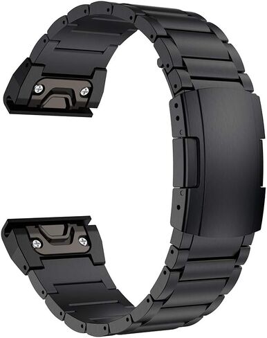 LDFAS Fenix 6 Pro/5 Plus Band, 22mm Stainless Steel Metal Quick Release Easy Fit Watch Strap with Double Button Clasp Compatible for Garmin Fenix 5 5 Plus 6 6Pro/Forerunner 935/945 Smartwatch, Black in Saudi Arabia