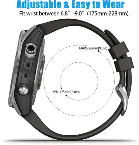 ZPJPPLX شريط سيليكون سريع الملاءمة 22 مم لـ Garmin Fenix ​​7 Pro/7/6 Pro/6/5 Plus/5، أشرطة بديلة رياضية لـ Forerunner 965/955/945/935/Approach S70 47 مم in Kuwait