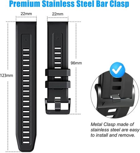 ZPJPPLX شريط سيليكون سريع الملاءمة 22 مم لـ Garmin Fenix ​​7 Pro/7/6 Pro/6/5 Plus/5، أشرطة بديلة رياضية لـ Forerunner 965/955/945/935/Approach S70 47 مم in Kuwait