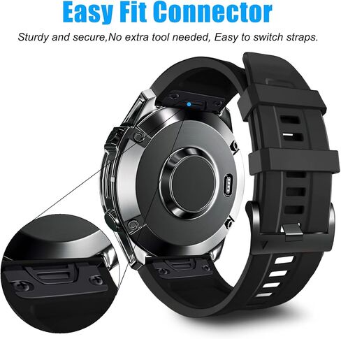 ZPJPPLX شريط سيليكون سريع الملاءمة 22 مم لـ Garmin Fenix ​​7 Pro/7/6 Pro/6/5 Plus/5، أشرطة بديلة رياضية لـ Forerunner 965/955/945/935/Approach S70 47 مم in Kuwait