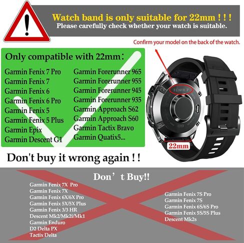 ZPJPPLX شريط سيليكون سريع الملاءمة 22 مم لـ Garmin Fenix ​​7 Pro/7/6 Pro/6/5 Plus/5، أشرطة بديلة رياضية لـ Forerunner 965/955/945/935/Approach S70 47 مم in Kuwait