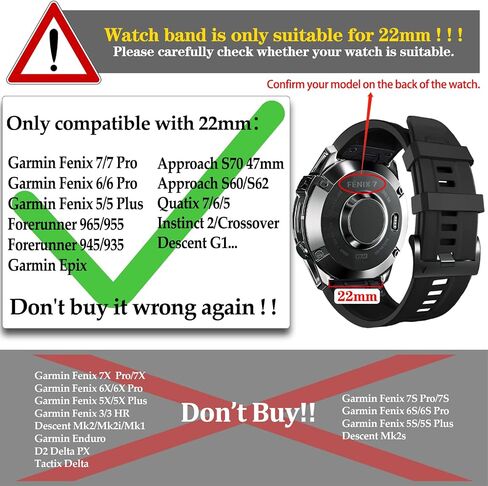 ZPJPPLX شريط سيليكون سريع الملاءمة 22 مم لـ Garmin Fenix ​​7 Pro/7/6 Pro/6/5 Plus/5، أشرطة بديلة رياضية لـ Forerunner 965/955/945/935/Approach S70 47 مم in Kuwait