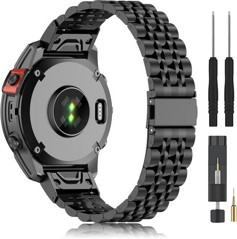 ZPJPPLX سوار ساعة معدني 22 مم لـ Garmin Fenix ​​7 Pro/7/6 Pro/6، حزام Quickfit من الفولاذ المقاوم للصدأ لـ Fenix ​​5 Plus/5/Forerunner 965/955/945/935/Descent G1/Approach S62/Quatix5 in Kuwait