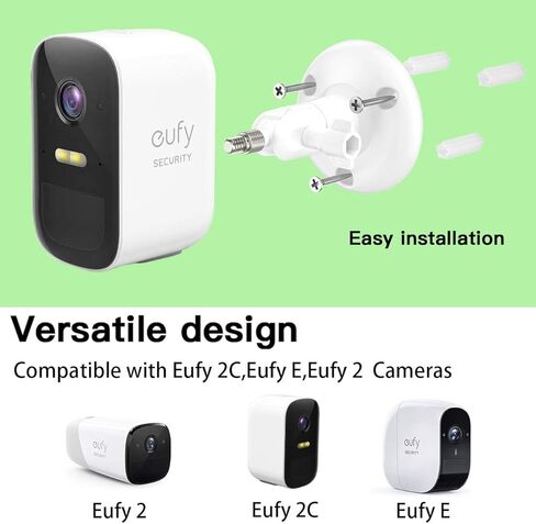 حامل تثبيت على الحائط من VOMENC متوافق مع Eufycam 2c، وEufycam 2، وEufycam E وغيرها من الموديلات المتوافقة مع Eufycams، 1/4 بوصة برغي Eufycam يتصاعد على الحائط (عبوتان، أبيض) in Kuwait