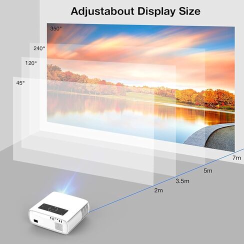 HOPVISION Native 1080P Projector Full HD, 15000Lux Movie Projector with 150000 Hours LED Lamp Life, Support 4K 350" Home Outdoor Projector for Smartphone/ PC/ Laptop/ PS4/ TV Stick/ EXCEL/ PPT in Saudi Arabia