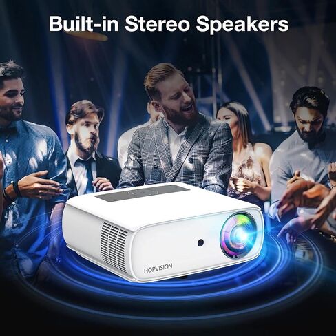 HOPVISION Native 1080P Projector Full HD, 15000Lux Movie Projector with 150000 Hours LED Lamp Life, Support 4K 350" Home Outdoor Projector for Smartphone/ PC/ Laptop/ PS4/ TV Stick/ EXCEL/ PPT in Saudi Arabia