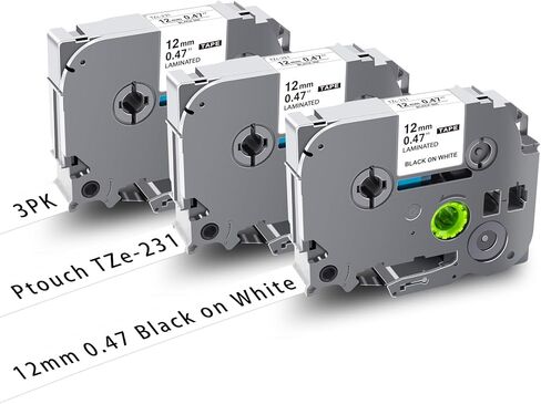 شريط ملصقات BOYEEZON for Brother P Touch TZe-231 مقاس 12 مم 0.47 أبيض in Kuwait