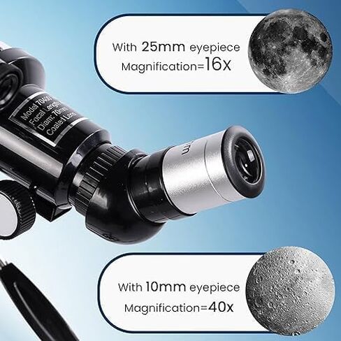 تلسكوب للأطفال والمبتدئين - فتحة 70 مم 400 مم - تلسكوب انكسار فلكي من الألف إلى الياء للبالغين المبتدئين، مع حقيبة حمل، محول هاتف وجهاز تحكم عن بعد لاسلكي، هدايا علم الفلك للأطفال in Kuwait