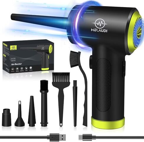 Compressed Air Duster, 3 Speeds Cordless Electric Air Duster with LED Light for Computer Keyboard Cleaning, Enhanced 100000 RPM Air Blower, 6000mAh Rechargeable Battery, New Generation Canned Airs in Saudi Arabia