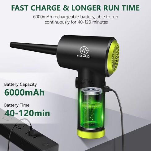 Compressed Air Duster, 3 Speeds Cordless Electric Air Duster with LED Light for Computer Keyboard Cleaning, Enhanced 100000 RPM Air Blower, 6000mAh Rechargeable Battery, New Generation Canned Airs in Saudi Arabia