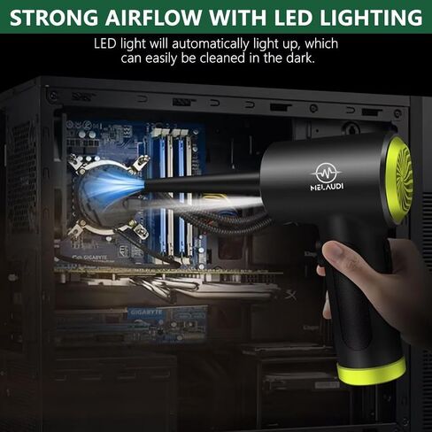 Compressed Air Duster, 3 Speeds Cordless Electric Air Duster with LED Light for Computer Keyboard Cleaning, Enhanced 100000 RPM Air Blower, 6000mAh Rechargeable Battery, New Generation Canned Airs in Saudi Arabia