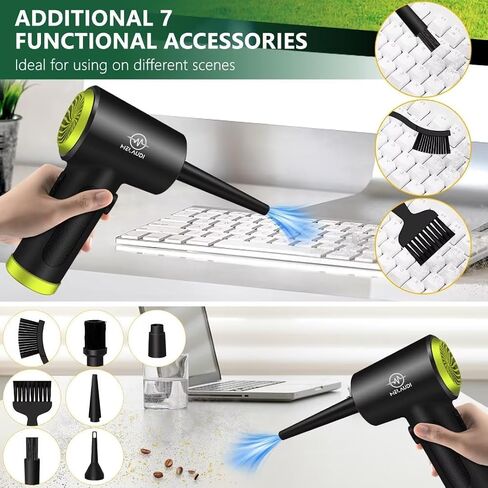 Compressed Air Duster, 3 Speeds Cordless Electric Air Duster with LED Light for Computer Keyboard Cleaning, Enhanced 100000 RPM Air Blower, 6000mAh Rechargeable Battery, New Generation Canned Airs in Saudi Arabia