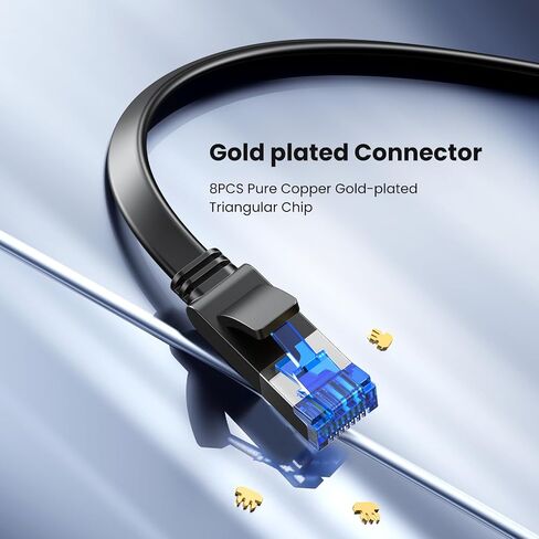 UGREEN Cat 8 Ethernet Cable 20FT, 40Gbps 2000Mhz High Speed, Black | Shielded Heavy Duty, Flat Design, Compatible for Gaming PC PS4/5/6 Xbox Modem Router in Saudi Arabia