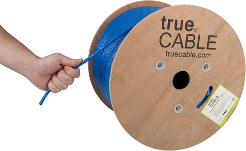 TRUE CABLE Cat6A Riser (CMR), Bulk Ethernet Cable, 1000ft, Blue, 23AWG Solid Bare Copper, Unshielded Twisted Pair (U/UTP), 750MHz, PoE++ 100W, ETL Listed in Kuwait
