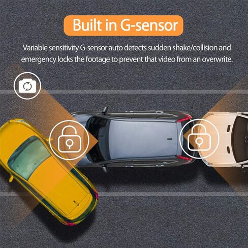 كاميرا تابلوه للسيارة امامية وخلفية 1080P FHD في السيارة بعدسة مزدوجة ومستشعر سوني بزاوية واسعة 170 مع تسجيل متواصل ومستشعر تسارع من اورسكي in Kuwait