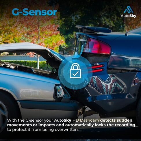 كاميرا AutoSky Dash Cam الأمامية والخلفية - كاميرا Dash للسيارات Mini Dash Cam Full HD مع بطاقة ذاكرة 32 جيجابايت، شاشة IPS 3 بوصة، قفل الحوادث، تسجيل حلقة، مراقبة وقوف السيارات، كشف الحركة in Kuwait