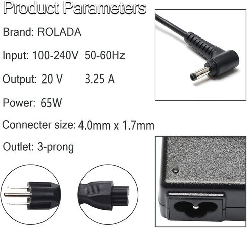 65W AC Adapter Laptop Wall Charger for Lenovo IdeaPad Flex 4 5 6 1470 1480 1570 1580 Lenovo Ideapad 110 110s 310 320 330 330s 510 520 530s 710sYOGA 710 510 Laptops Power Supply Cord in Saudi Arabia