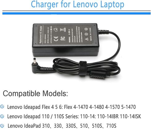 65W AC Adapter Laptop Wall Charger for Lenovo IdeaPad Flex 4 5 6 1470 1480 1570 1580 Lenovo Ideapad 110 110s 310 320 330 330s 510 520 530s 710sYOGA 710 510 Laptops Power Supply Cord in Saudi Arabia