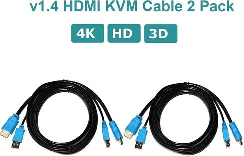 MT-VIKI 2 حزم USB HDMI KVM كابل 10ft 4K HDMI USB A إلى HDMI USB B سلك مزدوج لمفتاح KVM القياسي 10ft in Kuwait