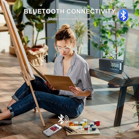 Oncheer Portable FM/AM/SW Radio, Build-in Bluetooth Speaker, Powered by Rechargeable Battery with Solar Panel for Charging, Emergency LED Light, Stretch Antenna, Support TF Card USB Mp3 Player in Kuwait