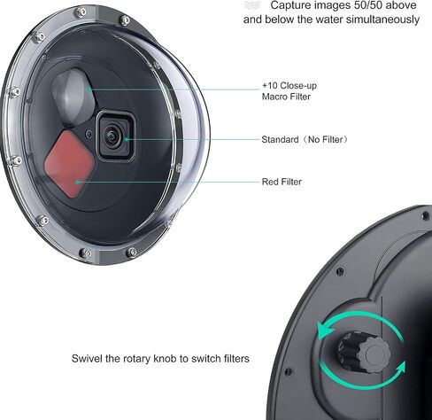 Waterproof Dome Housing Case for GoPro 8 with Front Screen Window, Floating Hand Grip, Trigger Underwater Diving Snorkeling Dome Port Photography Accessories for GoPro Hero 8 Black in Saudi Arabia