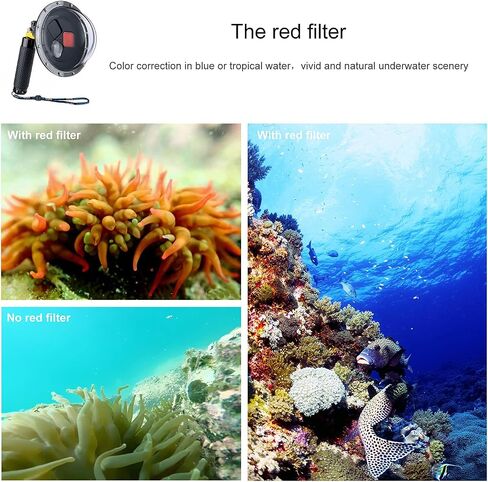 Waterproof Dome Housing Case for GoPro 8 with Front Screen Window, Floating Hand Grip, Trigger Underwater Diving Snorkeling Dome Port Photography Accessories for GoPro Hero 8 Black in Saudi Arabia