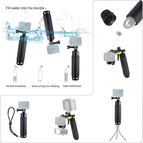 Waterproof Dome Housing Case for GoPro 8 with Front Screen Window, Floating Hand Grip, Trigger Underwater Diving Snorkeling Dome Port Photography Accessories for GoPro Hero 8 Black in Saudi Arabia