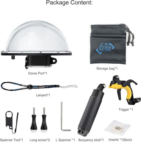Waterproof Dome Housing Case for GoPro 8 with Front Screen Window, Floating Hand Grip, Trigger Underwater Diving Snorkeling Dome Port Photography Accessories for GoPro Hero 8 Black in Saudi Arabia