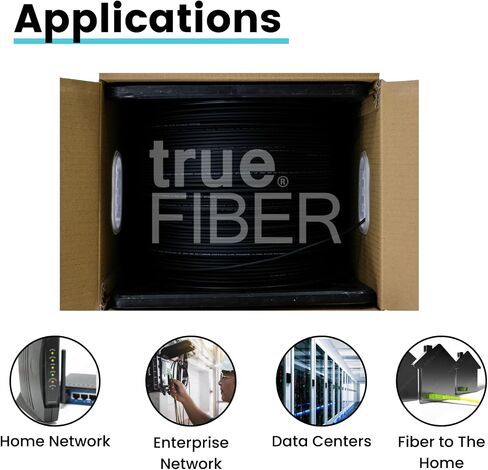 trueFIBER 2 كابل توزيع داخلي محكم من الألياف السائبة، 1000 قدم (305 م)، OS2 9/125 وضع فردي، 4.0 مم كاملة (OFNP)، مدرج في قائمة UL، دوبلكس 2 ألياف SM بكرة في صندوق in Kuwait
