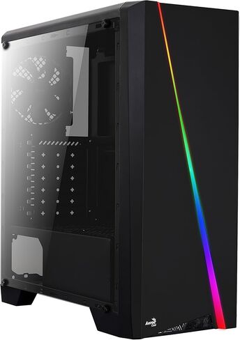 برج متوسط ​​AeroCool Cylon RGB مع نافذة جانبية من الأكريليك، أسود وذكي 430 وات 80+ طاقة مستمرة سوداء ATX 12V V2.3/EPS 12V مصدر طاقة PFC نشط PS-SPD-0430NPCWUS-W in Kuwait