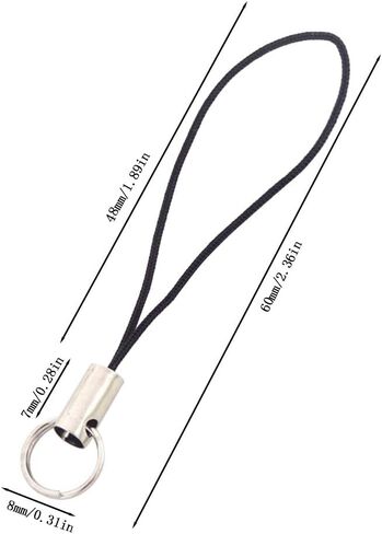 MOTZU 300 قطعة فضية اللون بحبل أسود للهاتف الخلوي حزام حلقي مقسم، مشبك جراد البحر، حزام سلك الوهق للهاتف الخلوي المحمول/Mp3/Mp4/محرك فلاش USB/ساحر/حلقة مفاتيح وأكثر من ذلك، 2.36 بوصة in Kuwait