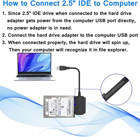 اورتوب كيبل محول ساتا / باتا/اي دي اي الى USB 2.0 للقرص الصلب HDD SSD 2.5 انش 3.5 انش مع مصدر طاقة تيار متردد خارجي، متوافق مع جميع انظمة الكمبيوتر واللابتوب والكمبيوتر المكتبي وماك in Kuwait