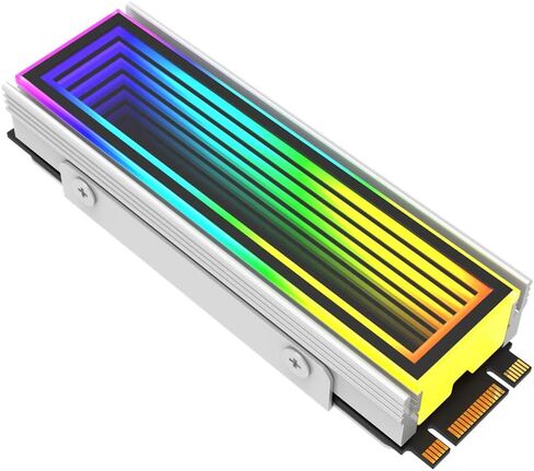 M.2 2280 ARGB محرك الأقراص الصلبة المبرد M2.2280 SSD Cooler 5V 3Pin قابل للعنونة RGB Sync متعدد اللوحة الرئيسية كفاءة تبديد الحرارة SSD مشعاع مع وسادة حرارية (أبيض) in Kuwait