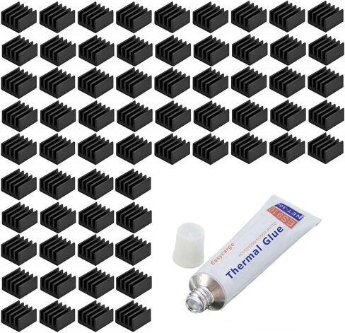 Easycargo 100pcs VRM 9mm Heatsink Kit + 10g Thermal Conductive Adhesive Silicone Glue, Small Mini Cooler Heat Sink for Cooling VRM GPU Motherboard Stepper Driver MOSFET Voltage Regulators 9mmx9mmx5mm in Saudi Arabia