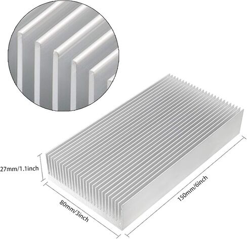 Nxtop Silver Tone الألومنيوم المبرد الحراري بالوعة الحرارة 150x80x27 مم، 6" x 3" x 1" (LWH) in Saudi Arabia