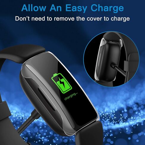 واقي شاشة NANW مكون من 3 قطع متوافق مع Fitbit Inspire 2 (ليس من أجل Inspire/Inspire HR)، جراب حماية شامل من البولي كربونات مطلي بغطاء مضاد للخدش وغطاء ممتص للصدمات للساعة الذكية Inspire 2 in Kuwait